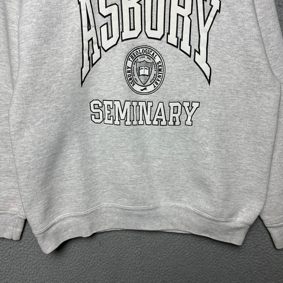 VTG Ashbury Seminary Sweater Adult Large Gray Pullover 90s Crewneck Collegiate - Picture 3 of 10
